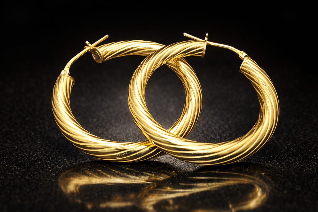 925 pure silver Twisted Rope Round Chunky Creole Hoop Earrings