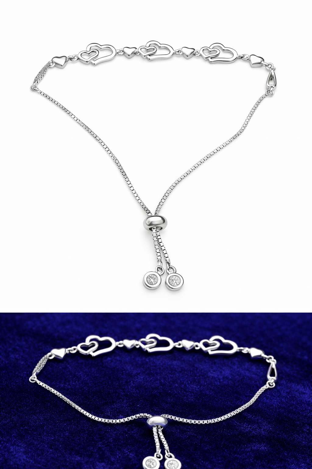 925 Sterling Silver Charm Heart for Women & Girl Bracelet Fashion Jewelry