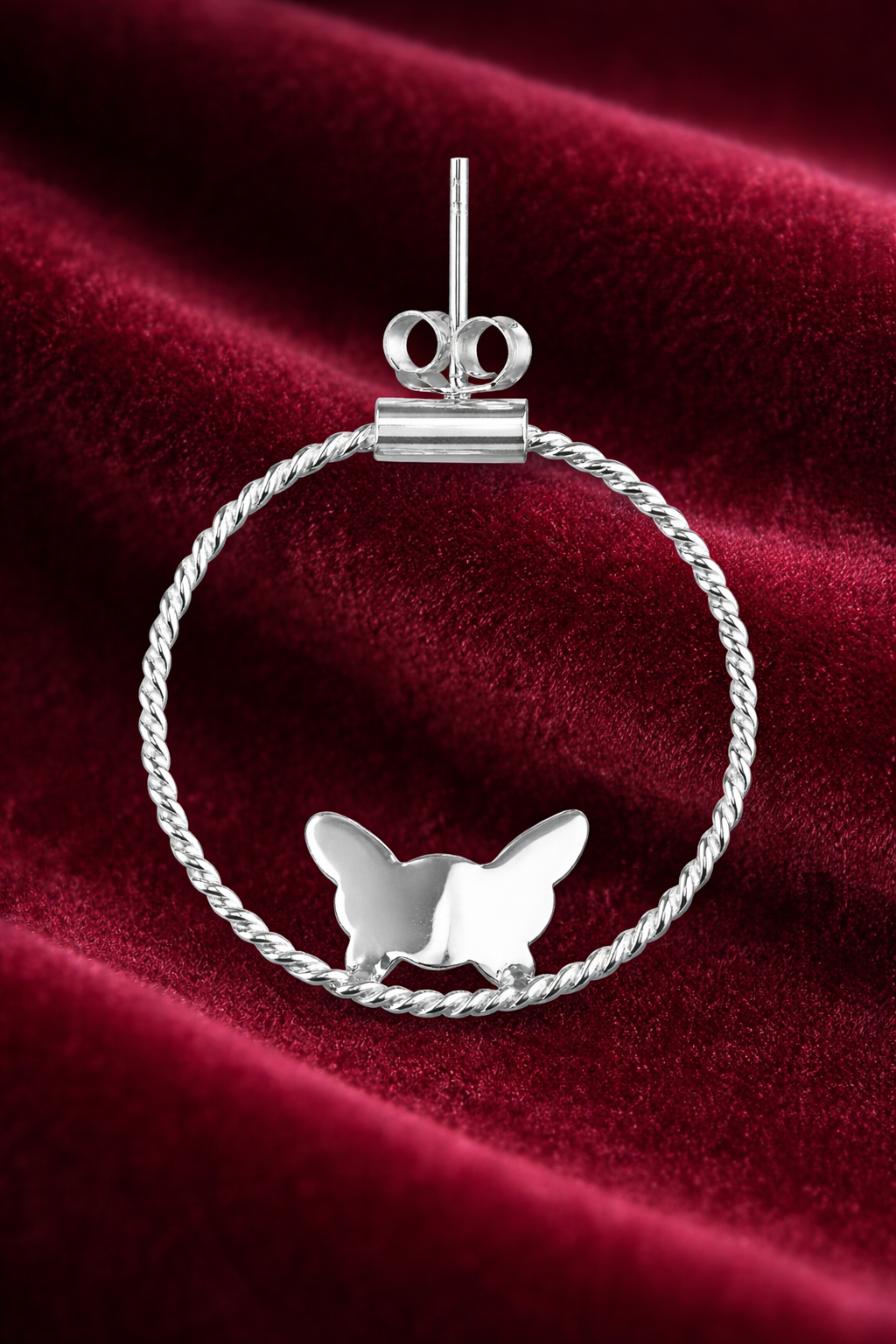 925 Sterling Silver Butterfly Hoop Earrings