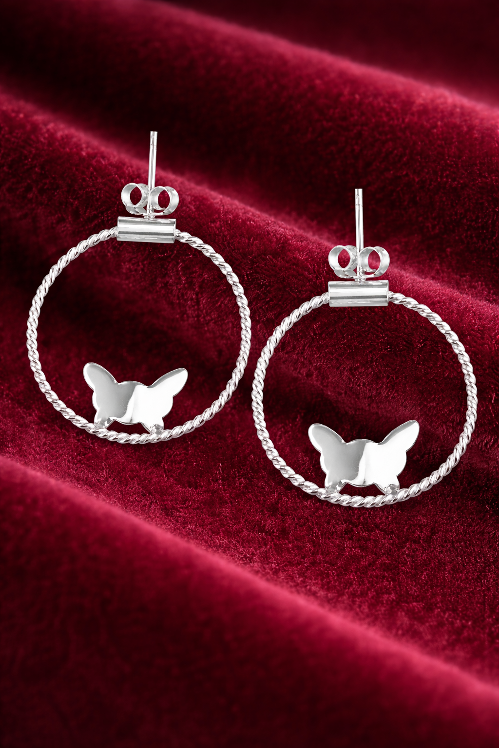 925 Sterling Silver Butterfly Hoop Earrings
