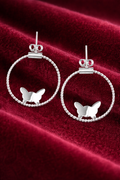 925 Sterling Silver Butterfly Hoop Earrings