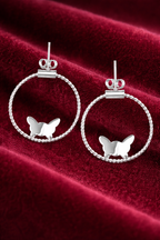 925 Sterling Silver Butterfly Hoop Earrings