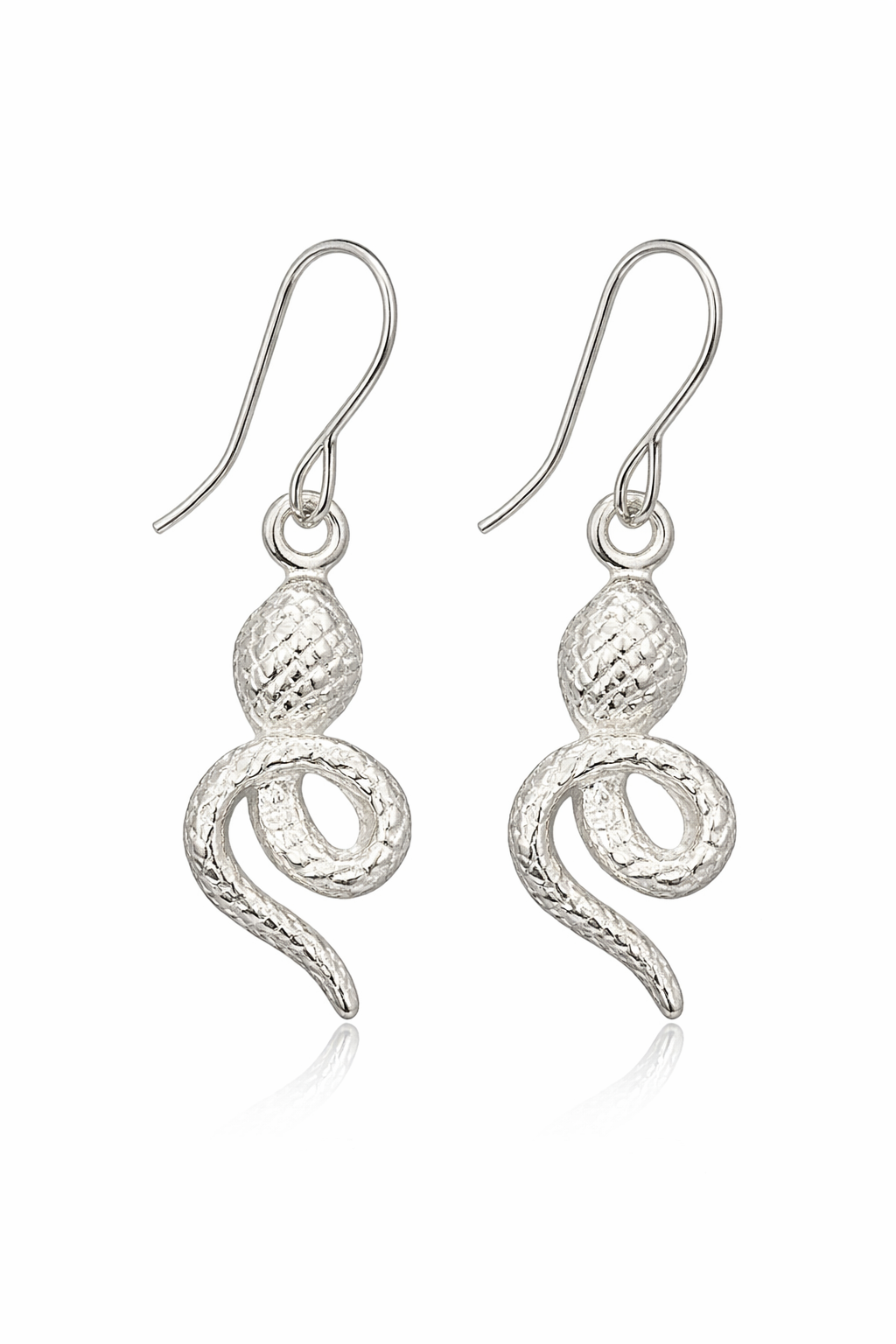 925 Sterling Silver Snake Dangle Earrings