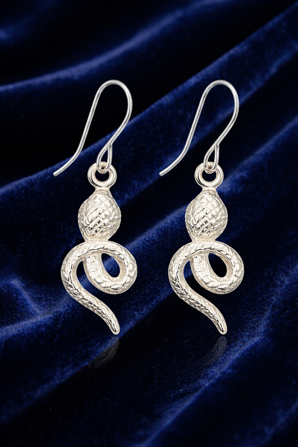 925 Sterling Silver Snake Dangle Earrings