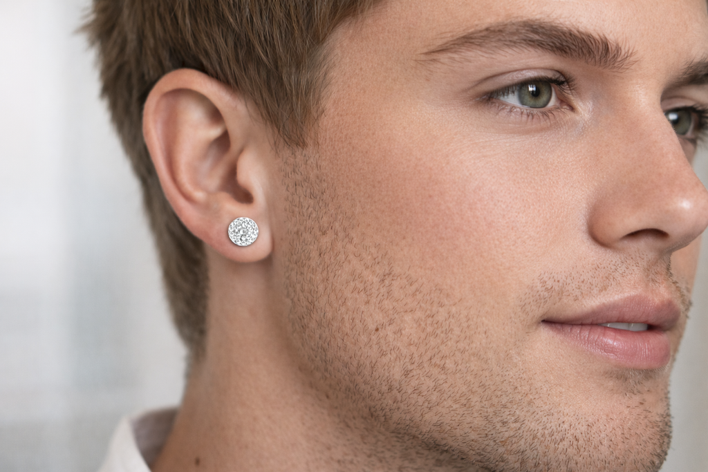 925 Sterling Silver Halo Elegant Stud Earrings for men women boys girls