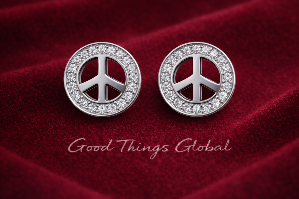 925 Sterling Silver Peace Symbol Stud Earrings for men women boys girls
