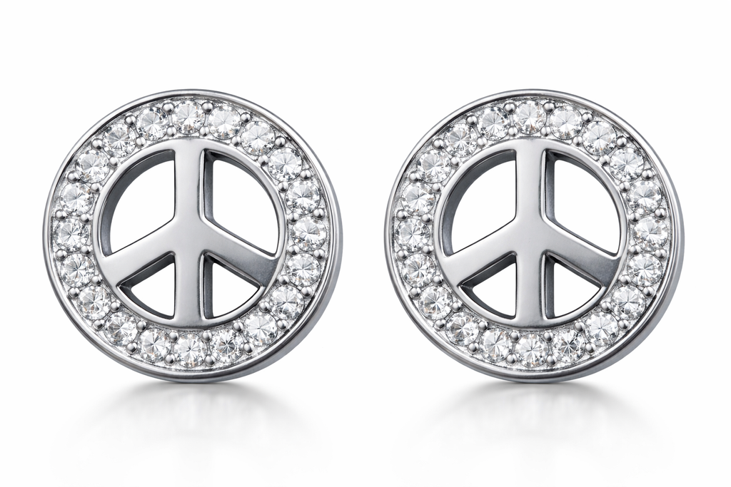 925 Sterling Silver Peace Symbol Stud Earrings for men women boys girls