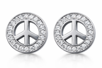 925 Sterling Silver Peace Symbol Stud Earrings for men women boys girls