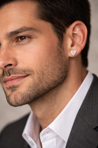 925 Sterling Silver Heart Stud Earrings for women Men gift for loved one