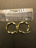 Womens 925 Sterling Silver 30mm Round Twisted Hoop Pierced Earrings