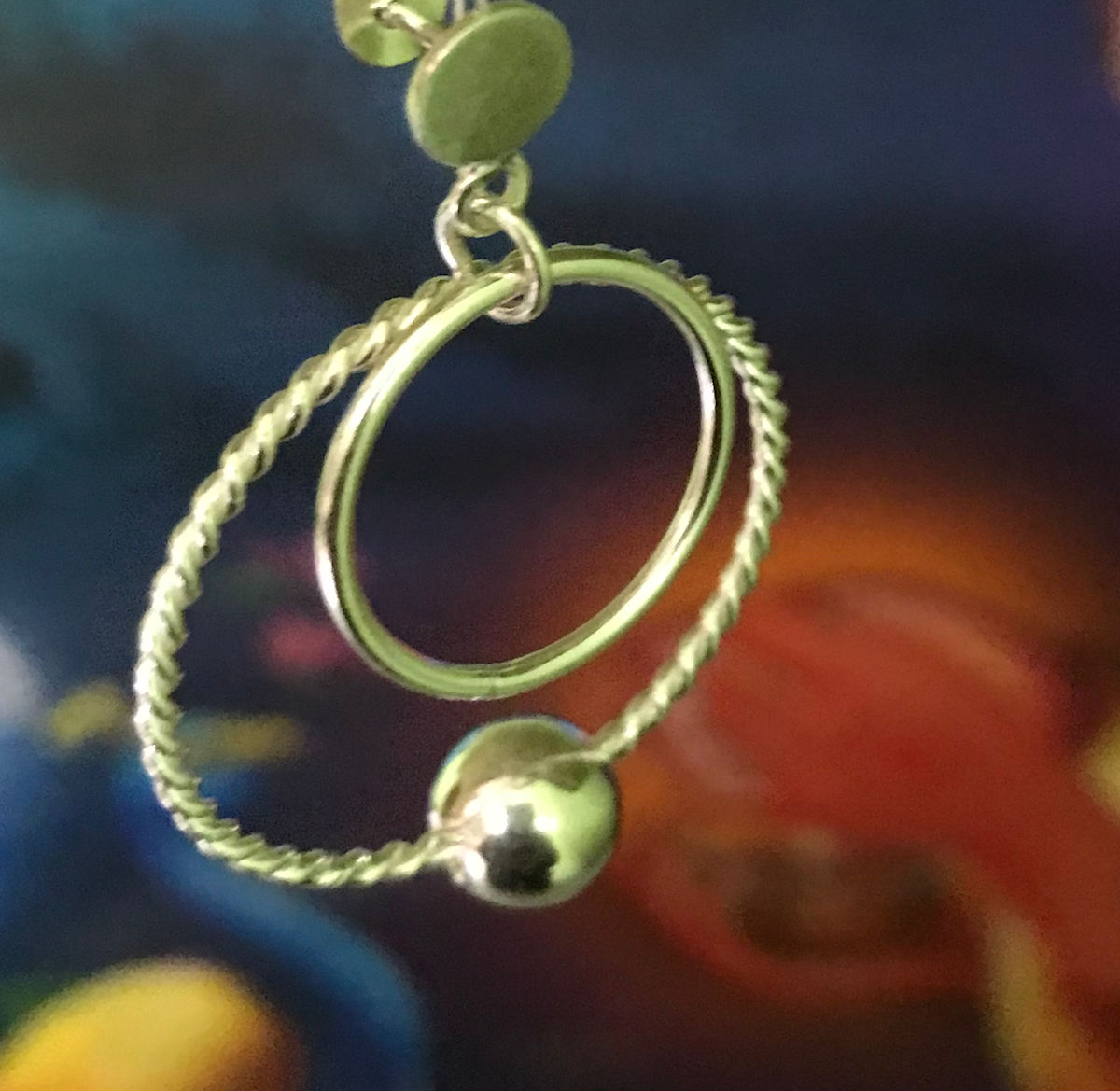 925 Sterling Silver Elegant Dangle double hoop Earrings with silver bead