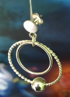 925 Sterling Silver Elegant Dangle double hoop Earrings with silver bead