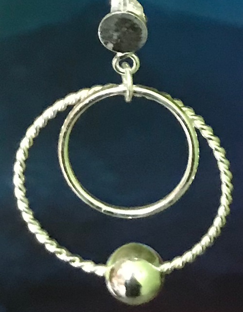 925 Sterling Silver Elegant Dangle double hoop Earrings with silver bead