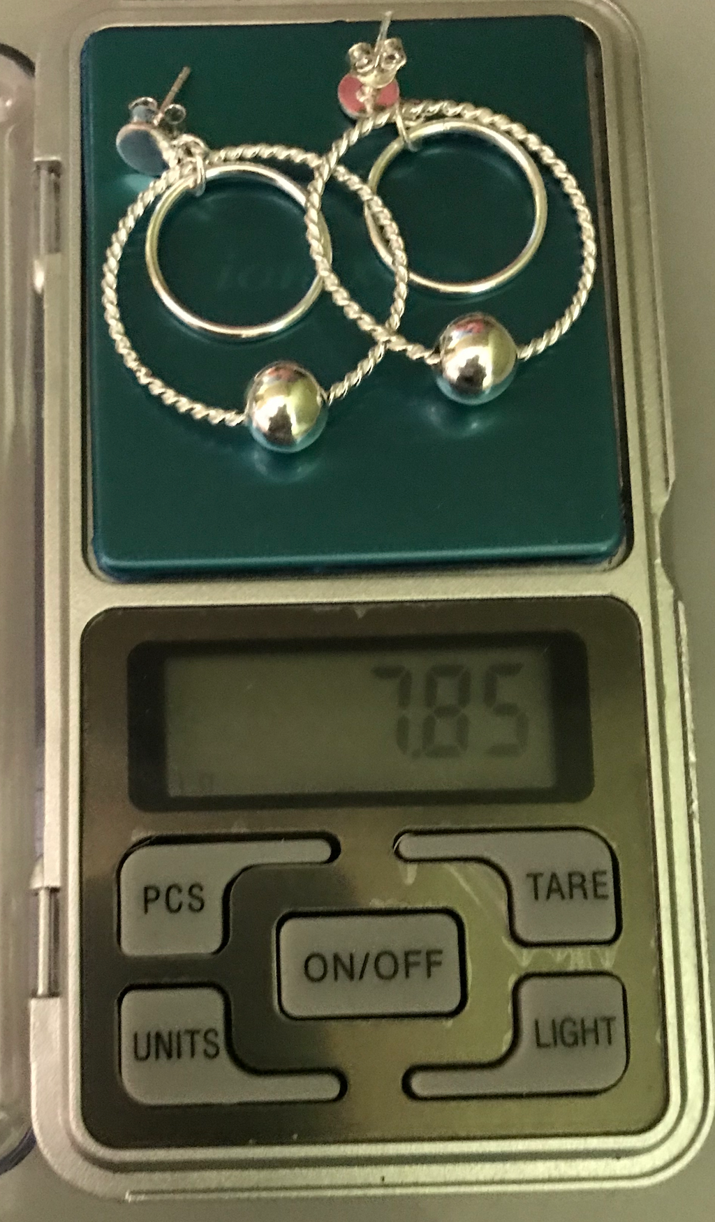 925 Sterling Silver Elegant Dangle double hoop Earrings with silver bead