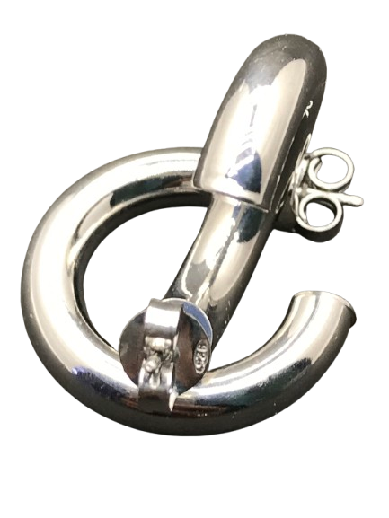 925 Sterling Siver "Puffy" or "Tube" Hoop Earrings with silver hook