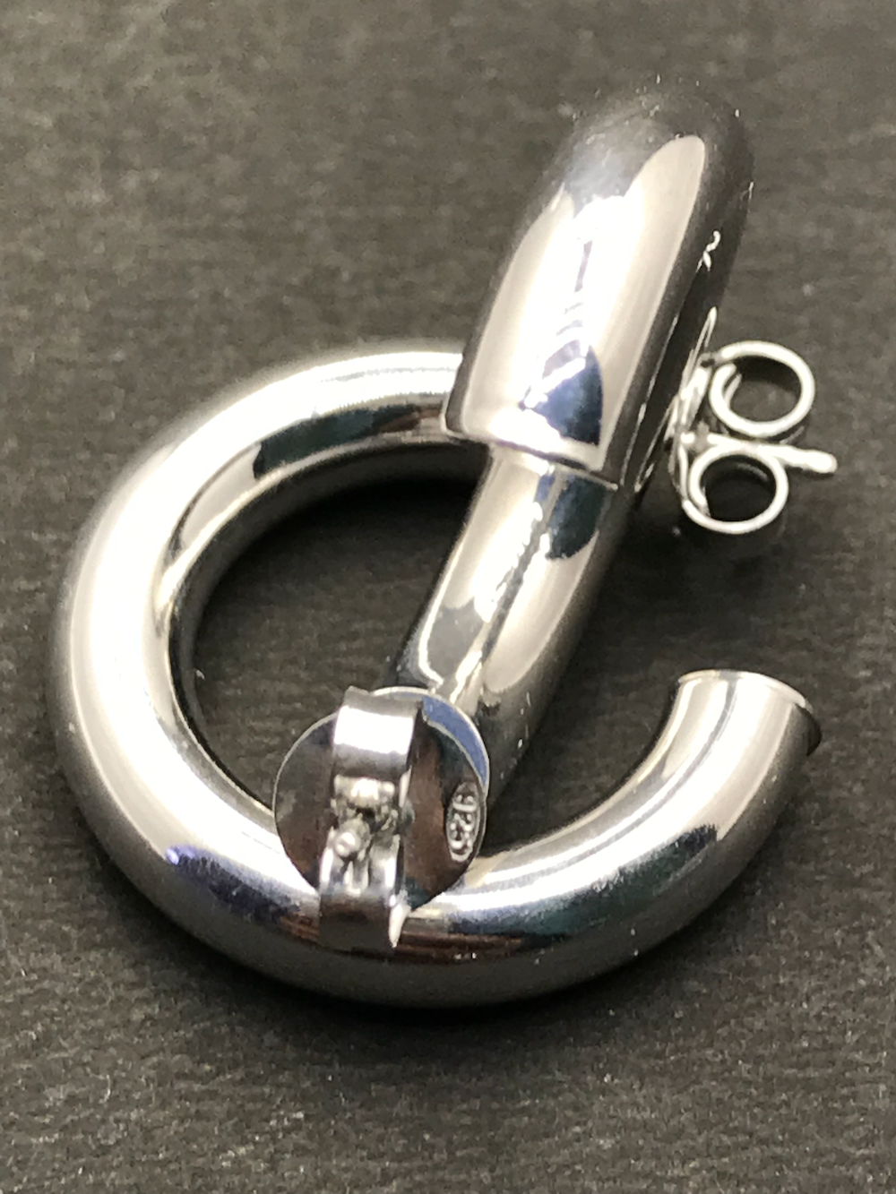 925 Sterling Siver "Puffy" or "Tube" Hoop Earrings with silver hook