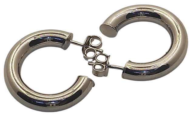 925 Sterling Siver "Puffy" or "Tube" Hoop Earrings with silver hook