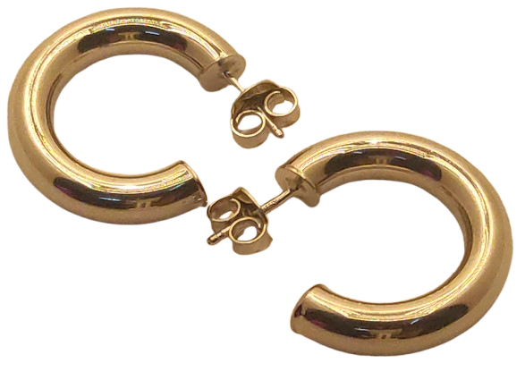 925 Sterling Siver "Puffy" or "Tube" Hoop Earrings with silver hook