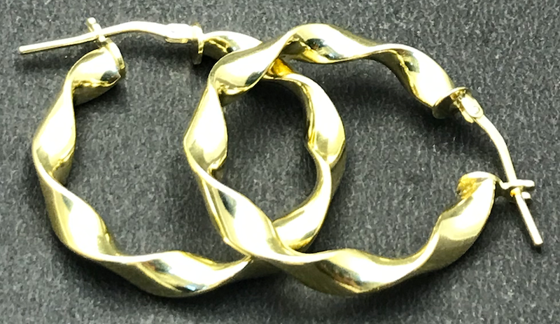 Womens 925 Sterling Silver 30mm Round Twisted Hoop Pierced Earrings