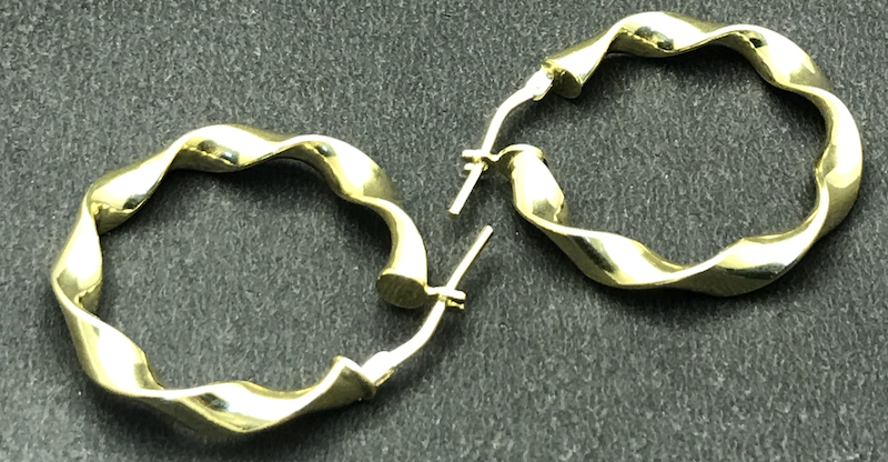 Womens 925 Sterling Silver 30mm Round Twisted Hoop Pierced Earrings