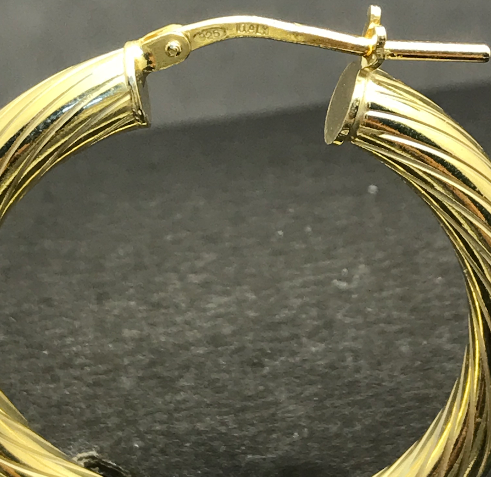 925 pure silver Twisted Rope Round Chunky Creole Hoop Earrings