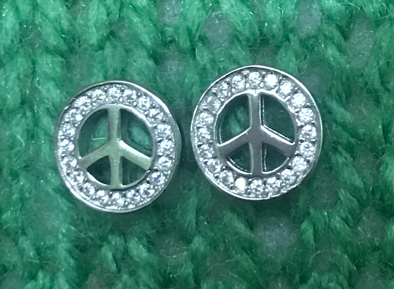 925 Sterling Silver Peace Symbol Stud Earrings for men women boys girls