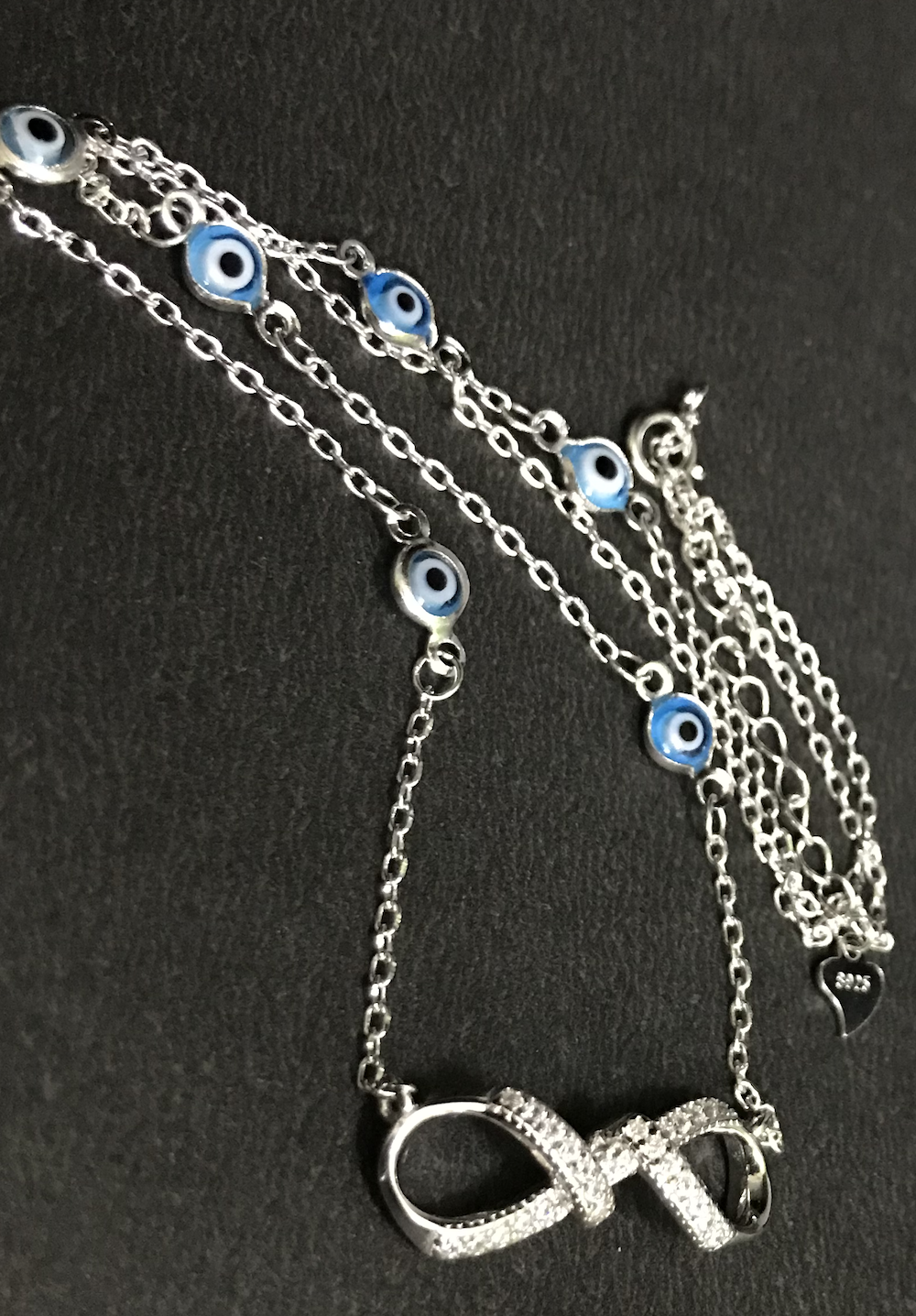 925 Sterling Silver infinity Pendant Necklace Women 16-18 inches adjustable