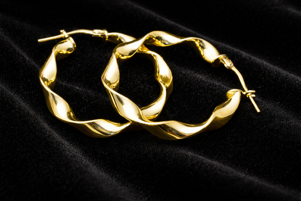 Womens 925 Sterling Silver 30mm Round Twisted Hoop Pierced Earrings